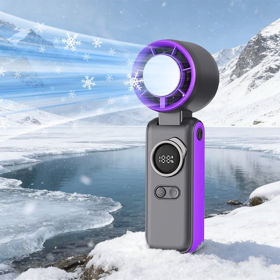 COM1950s Handheld Refrigeration Fan, USB Rechargeable Portable Cooling Fan with Ice Plate, Personal Quiet Mini Fan for Travel Office Outdoor