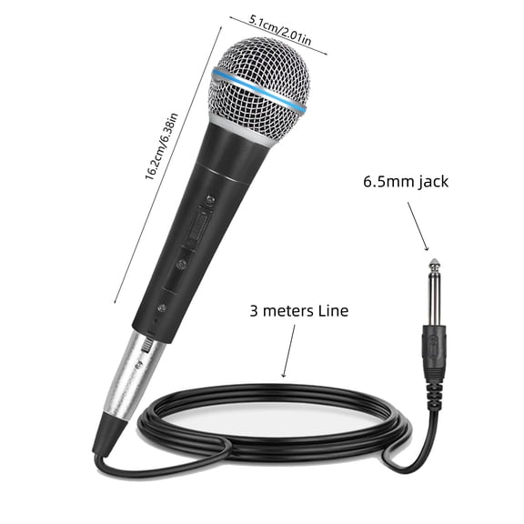 COM1950s Handheld Wired Microphone, Dynamic Vocal Mic with 9.8Ft Cable, 6.35Mm Plug for Karaoke, Pa System, Home Computer Singing, Mono Audio, Black or Dark Blue