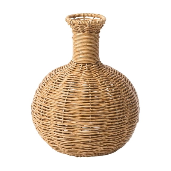 COM1950s Handmade Woven Vase for Home Decor, Boho Farmhouse Style Plastic Flower Vase for Living Room Centerpiece, Table Decoration for Dried or Artificial Flowers