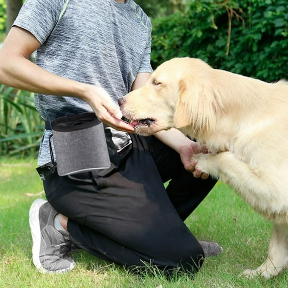 COM1950s Hands Free Dog Treat Pouch for Training,Water Resistant Pet Snack Bag with Waste Dispenser and Reflective Strip,Multi Pocket Storage
