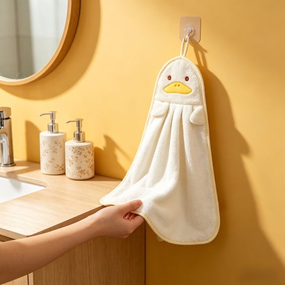 COM1950s Hanging Hand Towel, Absorbent Hand Towel with Hanging Loop, Fast Drying Microfiber Towel for Kitchen, Bathroom, and Home Use