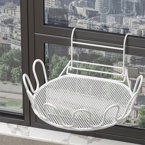 COM1950s Hanging Shoe Rack for Drying, 4-Tier Foldable Metal Rack with Hook, Space Saving for Balcony Door Closet