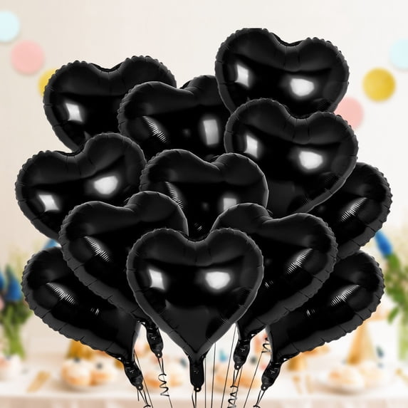 COM1950s Heart Foil Balloons,10 Pcs Party Decorations Set with Ribbon and Pump,Reusable Wedding Birthday Valentine Decor,Romantic Aluminum Ballons for Adults Celebration