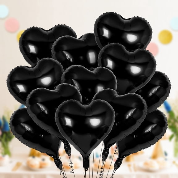 COM1950s Heart Foil Balloons,10 Pcs Party Decorations Set with Ribbon and Pump,Reusable Wedding Birthday Valentine Decor,Romantic Aluminum Ballons for Adults Celebration