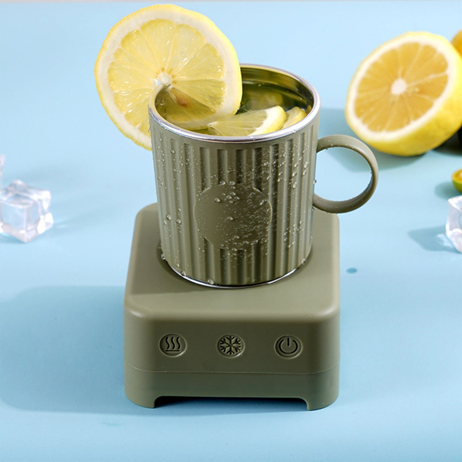 COM1950s Heated and Cooled Cup,Thermoelectric Beverage Chiller and Warmer,13.5 Oz Portable Cup Cooler Heater for Car Office Travel,Desktop Mug Cooler with One Touch Operation