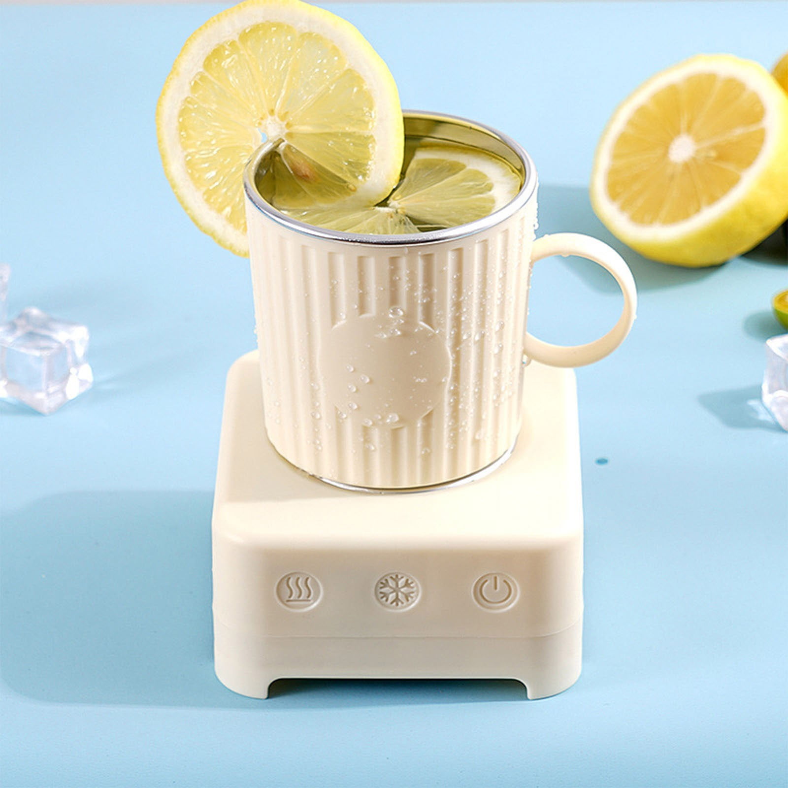 COM1950s Heated and Cooled Cup,Thermoelectric Beverage Chiller and Warmer,13.5 Oz Portable Cup Cooler Heater for Car Office Travel,Desktop Mug Cooler with One Touch Operation