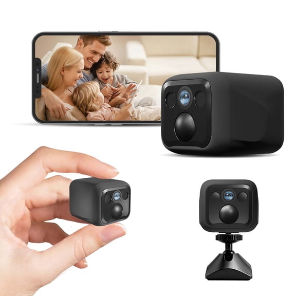 COM1950s Indoor Security Camera, 360 Panoramic Mini Smart Cam with Motion Detection, Night Vision, Magnetic Mount for Home and Office