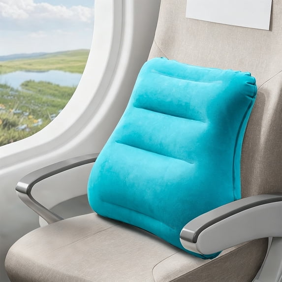 COM1950s Inflatable Lumbar Pillow, Portable Travel Lumbar Support Cushion, Press Inflatable Back Pillow for Car, Office Chair, and Camping