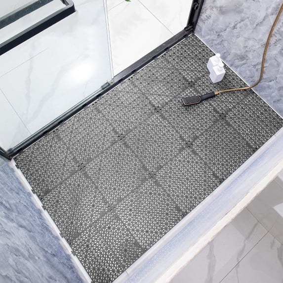 COM1950s Interlocking Floor Tiles,Non-Slip Modular Bath Mat with Drainage Holes,Pvc Gym & Pool Mats for Wet Areas