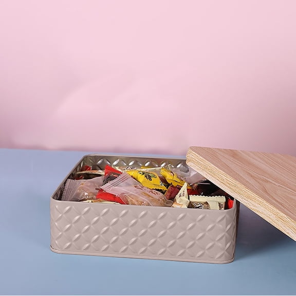 COM1950s Iron Food Storage Container,Airtight Snack Organizer Box for Cookies Candy Baked Goods,Decorative Metal Tin Canister for Kitchen Pantry Countertop Storage