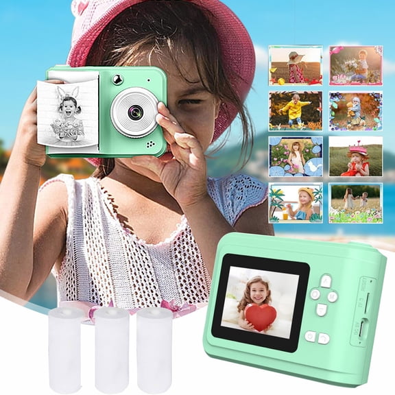 COM1950s Kids Camera Instant Print Instant Print Camera for Kids Childrens Printing Camera with High-Definition Video Recording and One Click Printing Suitable for Making Holiday Toys and Gifts