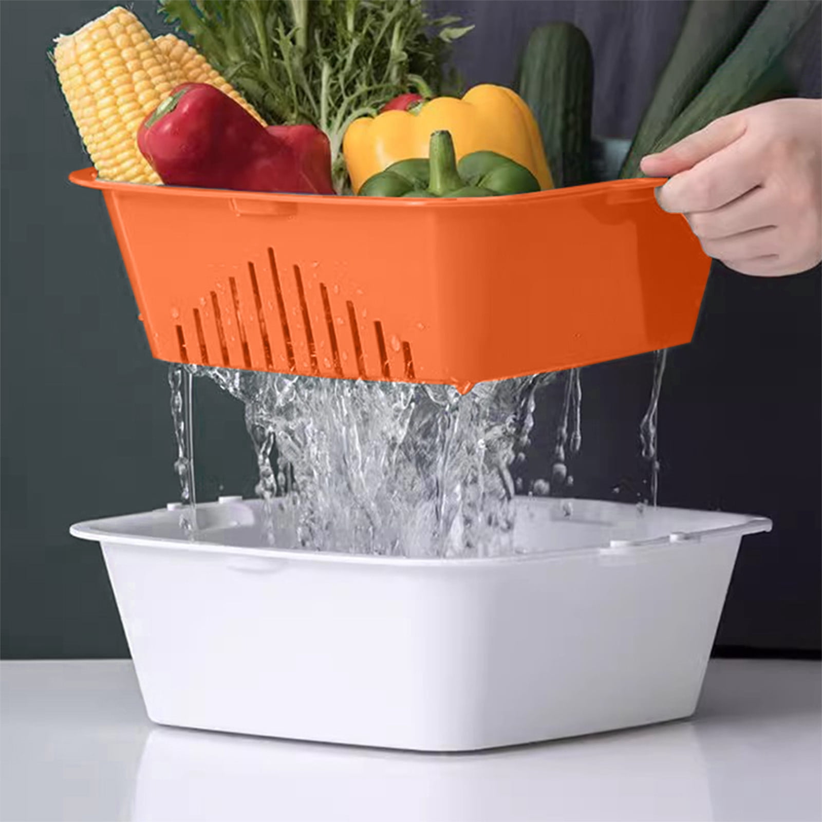 COM1950s Kitchen Draining Basket,Plastic Colander for Vegetables and ...