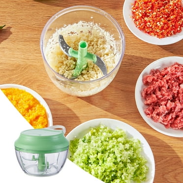 COM1950s Kitchen Gadgets,Manual Food Processor Vegetable Chopper,Portable Hand Pull String Garlic Mincer Onion Cutter for Veggies,Ginger,Fruits,Nuts,Herbs,Etc(Green,M:5.12X5.12In)