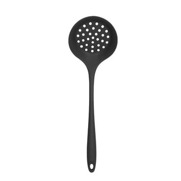 COM1950s Kitchen Utensils,Silicone Slotted Spoon,Strainer Spoon,Skimmer Spoon,Slotted Spoons for Cooking,Silicone Strainer Non Stick,One-Piece Heat Resistant Silicone Cooking Spoon (Black,13X4In)