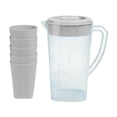 thumbnail image 1 of COM1950s Large Capacity Pitcher with Cups Set,Transparent Cold Brew Carafe for Iced Tea and Fruit Water,Drink Dispenser for Fridge and Outdoor Parties, 1 of 7
