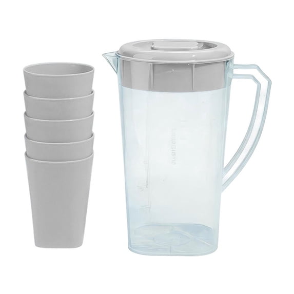 COM1950s Large Capacity Pitcher with Cups Set,Transparent Cold Brew Carafe for Iced Tea and Fruit Water,Drink Dispenser for Fridge and Outdoor Parties
