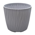 thumbnail image 1 of COM1950s Large Plastic Planter for Indoor Plants, 6.9 Inch Rippled Flower Pot for Succulents, Modern Decorative Container with Drainage for Home Decor, White Gray Green, 1 of 7