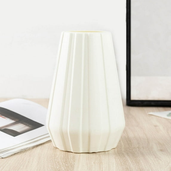 COM1950s Large Plastic Vase,Oversized White Centerpiece for Home Decor,Statement Vase for Fireplaces,Weddings and Gifts