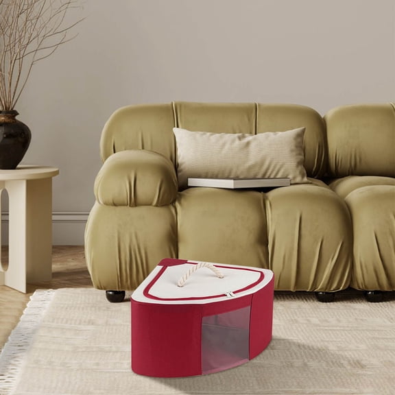 COM1950s Large Storage Boxes for Clothes,Waterproof Storage Boxes with Handles,Fan-Shaped Corner Design Foldable Organizer for Quilts,Blankets and Seasonal Clothing,Space Saving Storage Container