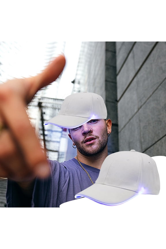 Led Hat,Light Up Cap with Adjustable Fit and Wide Brim,Glowing Party Hat for Festival Concert Raves Performance,Flash Dance Accessories in Black Or White