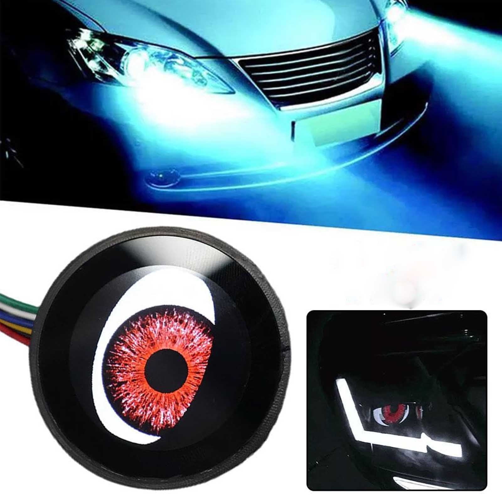 COM1950s Led Headlights Low Beam Usb Evil Eyes Headlight Led Devil Eye Car 12V Headlights for Any Car Model Red Adjust Devil Eye Auto Car Motorcycle Mini Projector Lens Red Led Lights for Car