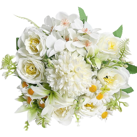 COM1950s Lifelike Artificial Silk Flowers Bouquet, Handcrafted Fake Roses for Home Decor and Wedding Centerpiece, 12 Inch