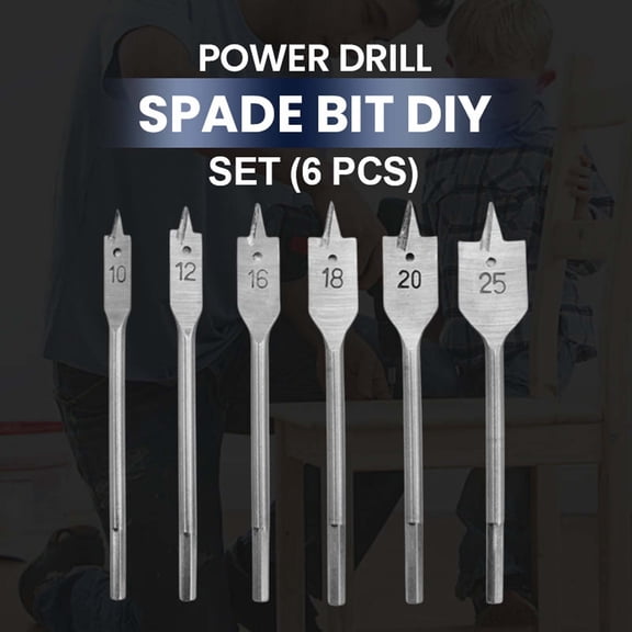 COM1950s Long Drill Bits for Wood 6Pcs/Set Tools Industrial Spade Paddle Flat Wood Carpenter Boring Drill Bit Hex Shank Drill Bit Set Long Drill Bit Set