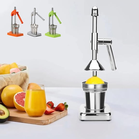 COM1950s Manual Juicer,Stainless Steel Fruit Press Citrus Juicer with Stable Base,Efficient Juice Extraction for Lemons Oranges Apples Grapes,Easy To Clean,Rust Resistant Kitchen Tool