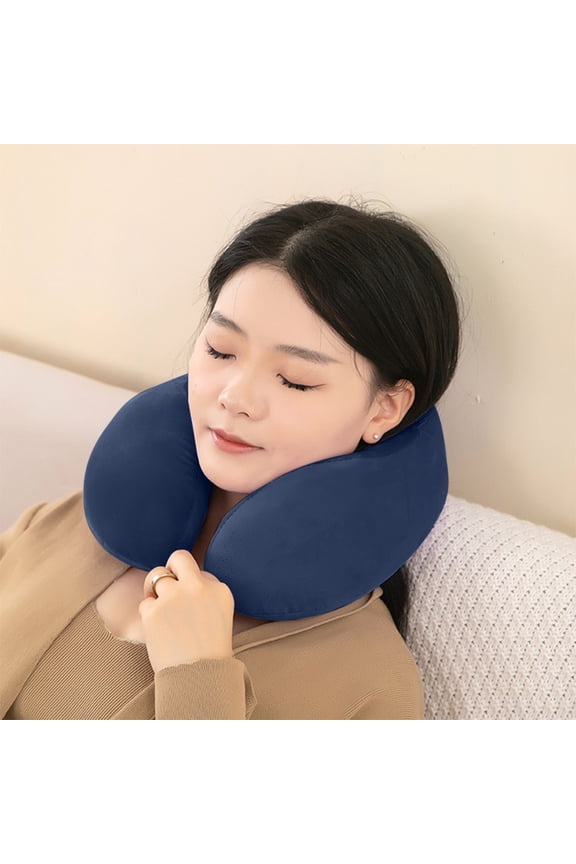 Memory Foam Neck Pillow for Traveling,U Shaped Cervical Support Pillow with Magnetic Cover,Portable Travel Pillow for Airplane Car Office Home,Ergonomic Comfort Roll Up Neck Rest