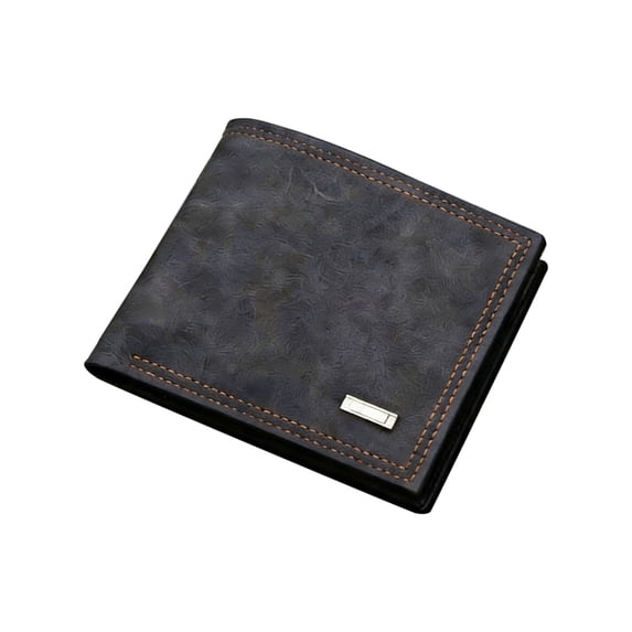 COM1950s Men's Pu Leather Bifold Wallet, Slim Front Pocket Wallet with Multiple Card Slots, Business Travel Wallet for Cash and Coins, Brown Black