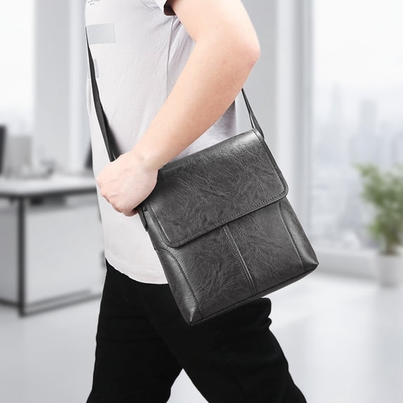 COM1950s Mens Shoulder Bag Premium Textured Pu Lightweight Slim,Adjustable Crossbody Bag for Work Essentials - Compact Messenger Bag with Multiple Pockets for Daily Travel