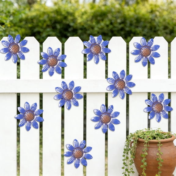 COM1950s Metal Wall Decor, Garden Wall Art with 3D Daisy Design, Outdoor Indoor Hanging Decoration for Fence, Patio, and Living Room