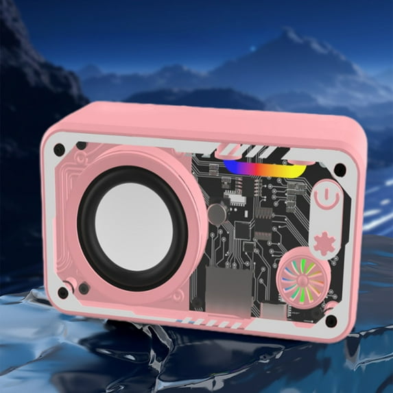 COM1950s Mini Bluetooth Speaker,Transparent Mechanical Design Wireless Speaker with Colorful Led Lights,Portable Compact Speaker for Outdoor and Desktop Use