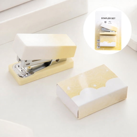 COM1950s Mini Stapler,Portable Desktop Stapler with 400 Staples,Lightweight Gradient Stapler for Office Home,2.6 X 1.6 X 3 In