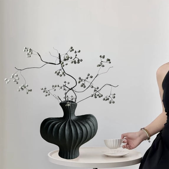 COM1950s Modern Ceramic-Look Decorative Vase,Glossy Plastic Planter for Tv Cabinet Or Shelf,Versatile Centerpiece for Fresh/Dried Flowers in Living Room Decor