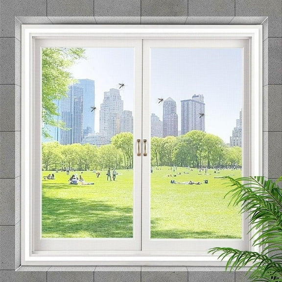 COM1950s Mosquito Screen Window Screen,Easy Install with Hook Loop Tape,Fits All Windows for Ventilation,Durable Nylon Mesh Blocks Bugs and Insects,59.1" X 70.9"