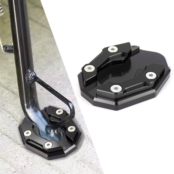 COM1950s Motorcycle Kickstand Pad,Universal Aluminum Alloy Foot Peg Support Pad with Non-Slip Surface,Fits Most Bikes Scooters Motorcycles,Includes Hex Key Tool (2.9X2.3 Inch)