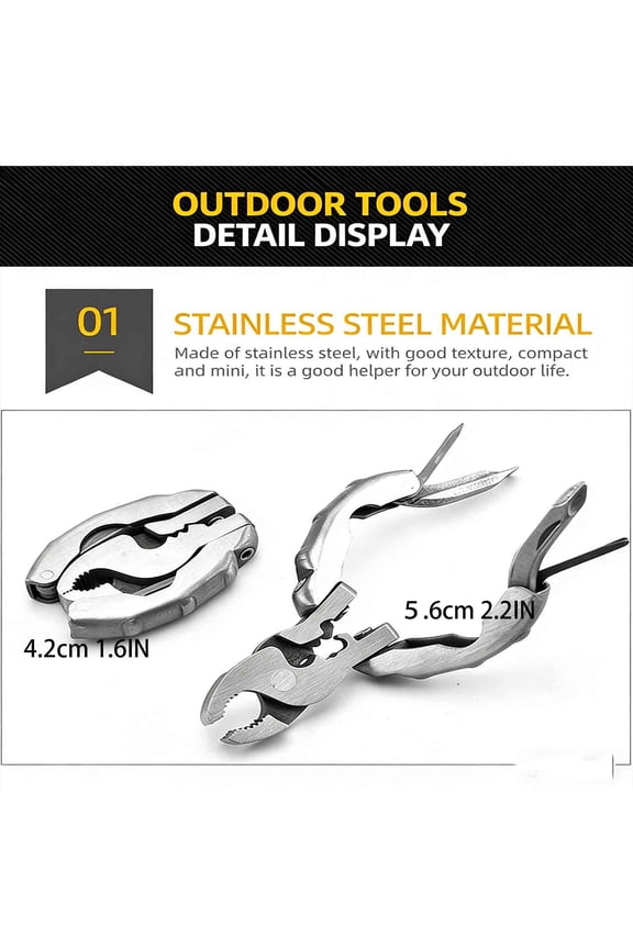 Multi Tool Pliers, 9 in 1 Folding Pocket Screwdriver, Portable Keychain Camping Tool with Wire Cutter, Bottle Opener, Ergonomic Handle for Outdoor, Hiking, Repair