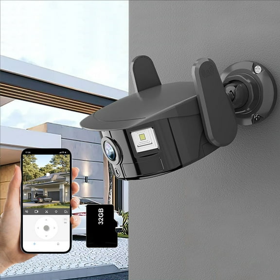 COM1950s Night Vision Camera Outdoor 32Gb Memory Outdoor Wifi Mobile Internet Remote Night Vision 3Mp Panoramic Wide-Angle Fisheye High-Definition Monitoring Camera Night Vision Security Camera