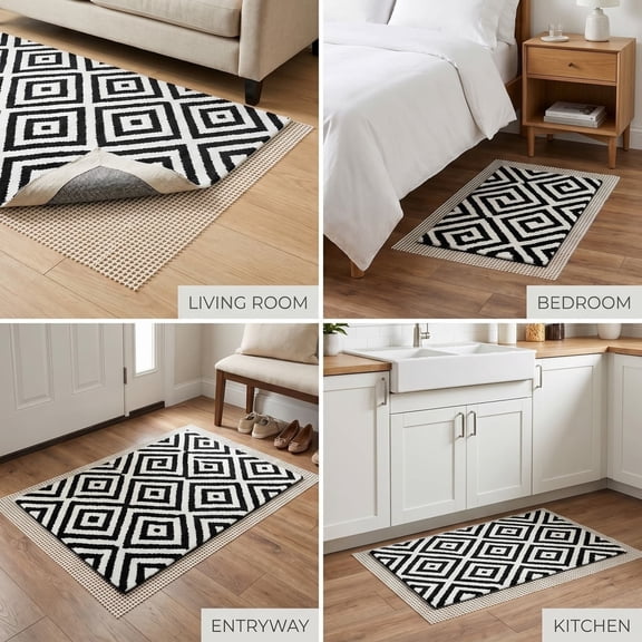 COM1950s Non Slip Rug Pad Gripper, Washable PVC Underlay for Hardwood Floors, Cut to Size Rug Pad for Area Rugs, Stops Sliding and Bunching on Tile and Laminate
