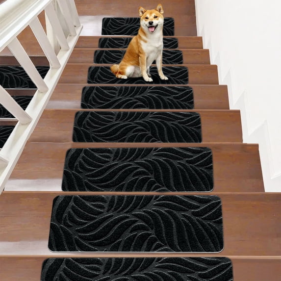 COM1950s Non-Slip Stair Treads with Self-Adhesive Backing,Easy Install Washable Step Pads for Home Safety