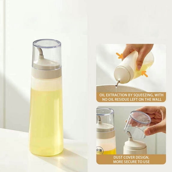 COM1950s Oil Dispenser Bottle for Kitchen, No-Drip Food-Grade Squeeze Bottle for Cooking Oil, Vinegar, Salad Dressing & More, 16 oz