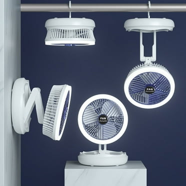COM1950s Outdoor Ceiling Fans with Light Multifunctional Foldable Desktop Electric Fan,Charging Small Fan with Night Light,Wall Mounted Rotating Ceiling Fan,Small Usb Desk Fan