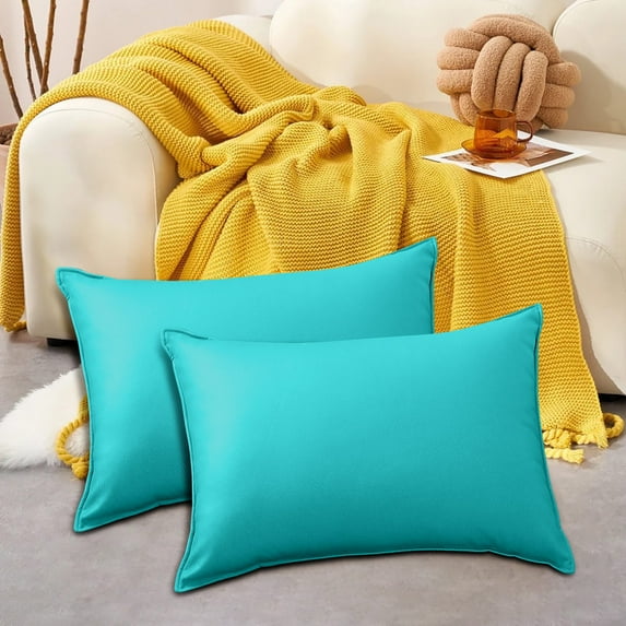 COM1950s Outdoor Pillow Cover,Waterproof Rectangle Cushion Cover 12X20 Inch,Modern Solid Color Patio Furniture Protector for Chair Backrest,Deck Poolside Use