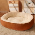 thumbnail image 1 of COM1950s Oval Pet Bed,Warm Fleece Cat and Dog Bed with Soft Plush,Reversible Cushion for Indoor Use,Comfortable Kennel Pad for Small Pets, 1 of 9