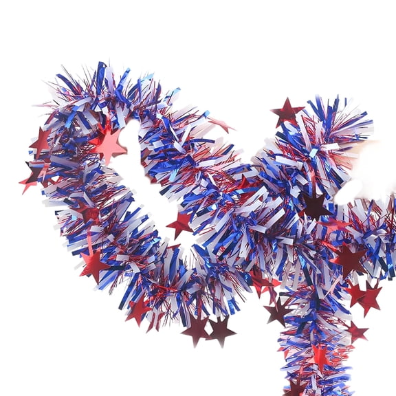 COM1950s Patriotic Curtain Ribbons for Independence Day, Red White and Blue Star Streamers, 78.74 Inch Party Decorations