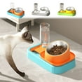 thumbnail image 1 of COM1950s Pet Food Bowl and Water Bottle Set,Double Cat Dog Food Bowl with Automatic Gravity Water Dispenser Bottle,Detachable Tilted Raised Food Bowl for Small Medium Size Puppy Pet Dogs Cats, 1 of 8