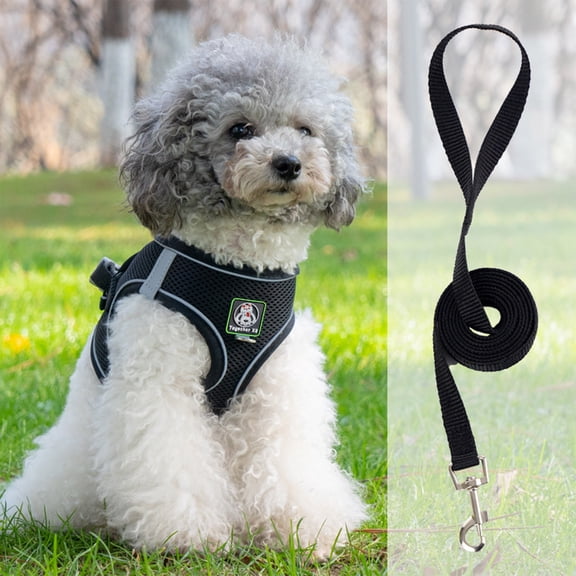 COM1950s Pet Harnesses and Leash Set\ Soft and Breathable Vests with Reflective Strip\ Escape Proof Pet Harnesses\ Easy To Wear for Pet Walking and Running