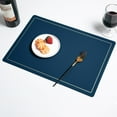 thumbnail image 1 of COM1950s Placemats,Double-Sided Leather Washable Heat Resistant Placemats with Coasters Waterproof Oil-Proof Wipeable Place Mats for Kitchen Table Dining Patio Indoor Outdoor Table Mats-Navy,12X17In, 1 of 6