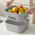thumbnail image 1 of COM1950s Plastic Colander and Drainer Basket for Kitchen Vegetables,Multipurpose Food Safe Strainer,Space Saving Storage Container,Easy Clean Design,8.3X6.9X4.3 In, 1 of 7